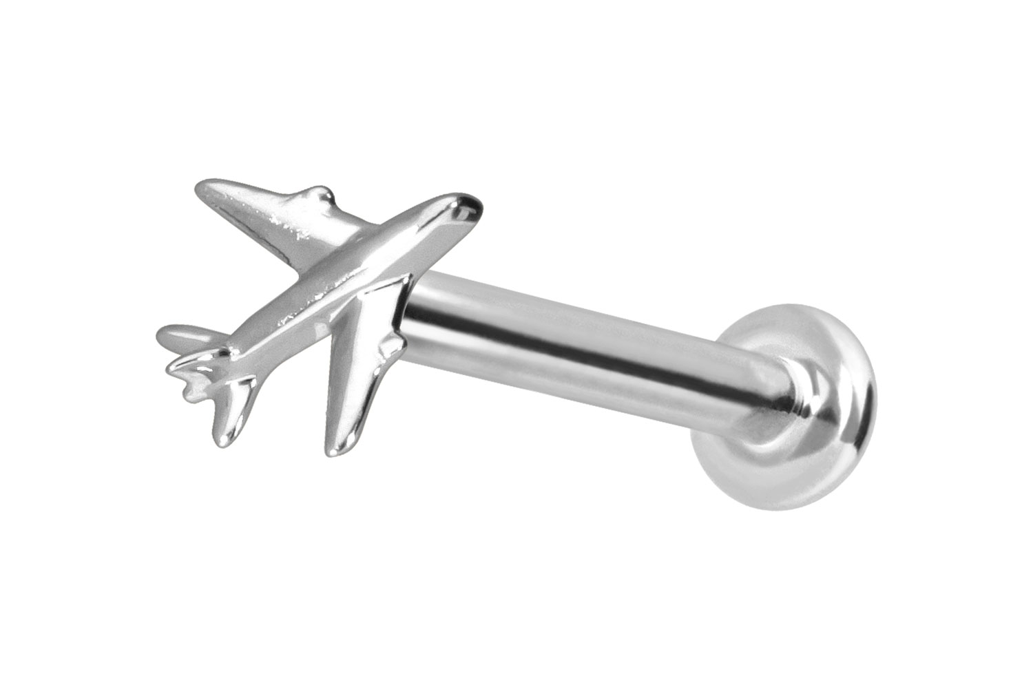 14 Karat Gold Labret Piercing mit Innengewinde FLUGZEUG